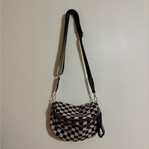 Checkered Black and Beige Bum Bag